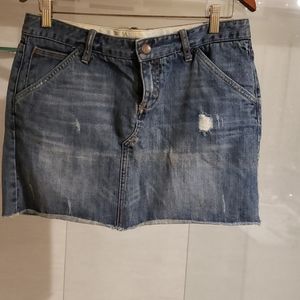Womens X2  Frayed Denim Mini Skirt